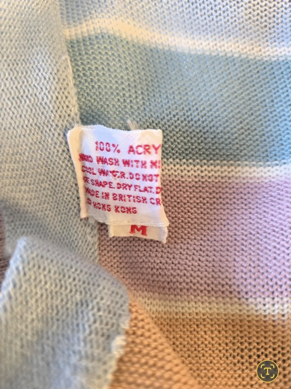 Unbranded Vintage 70's  Pastel Stripe V-Neck Sweater in Blue, Pink, Peach & Mint